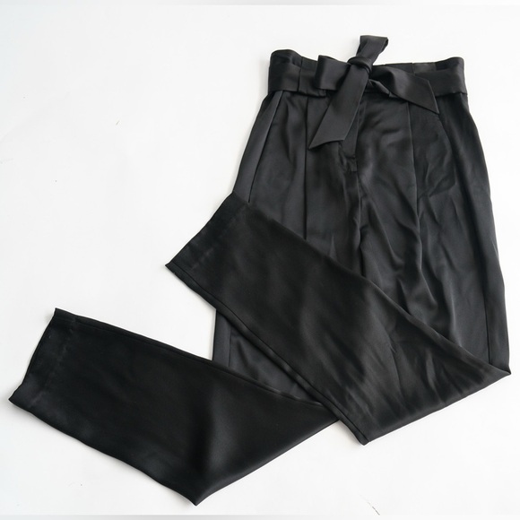 NWT MICHELLE MASON Belted Slim Black Silk Pants​ - Picture 4 of 8